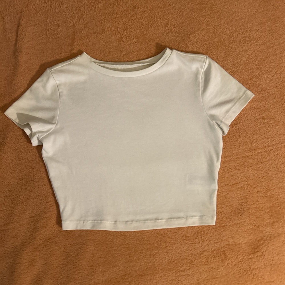 wild fable White Cropped Crew Neck Tee